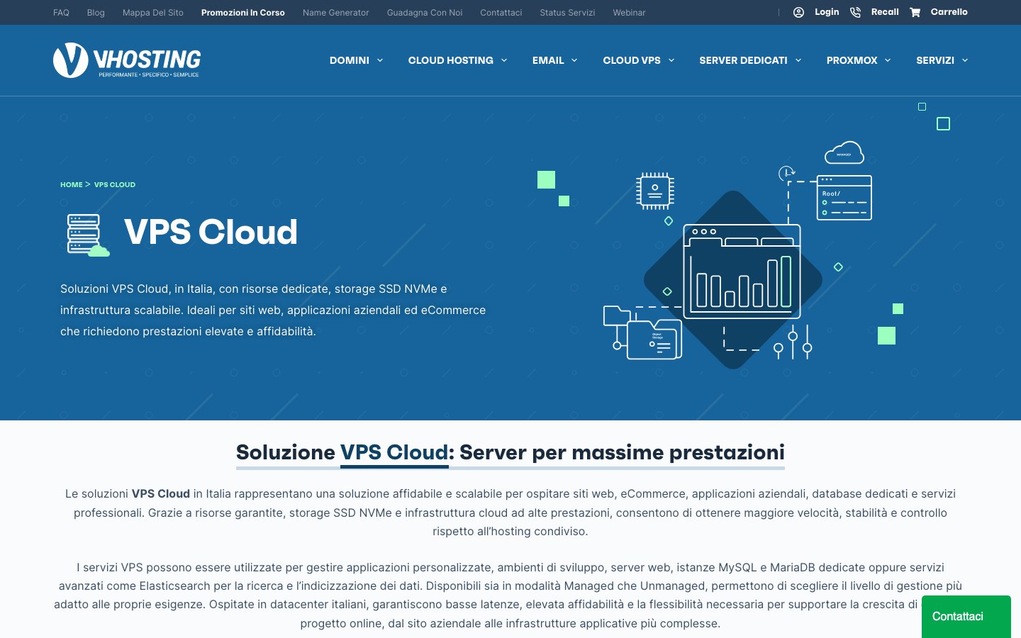 VHosting Solution public page captured in a desktop browser