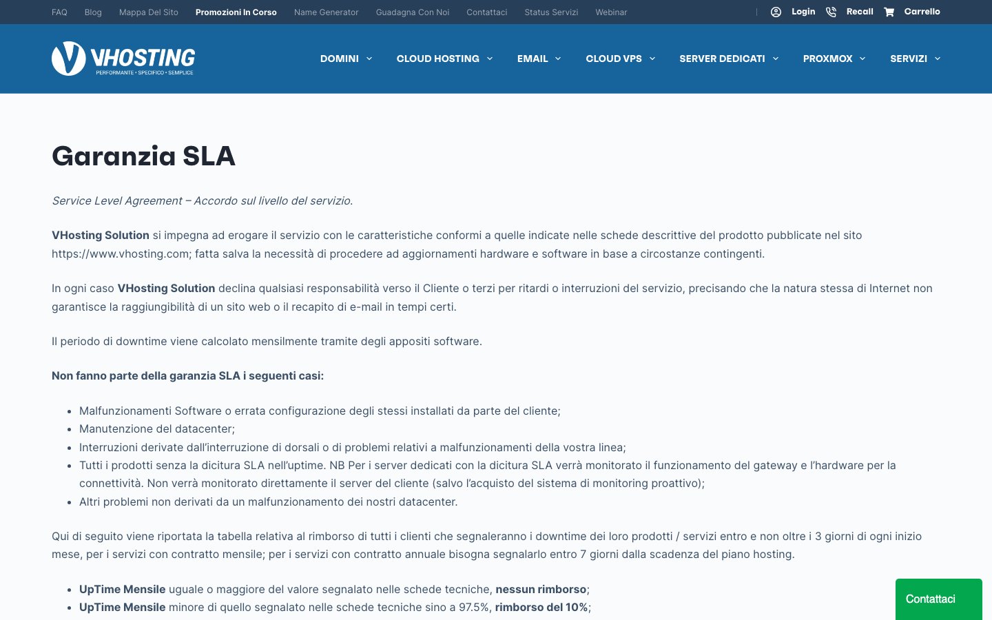 VHosting Solution public page captured in a desktop browser
