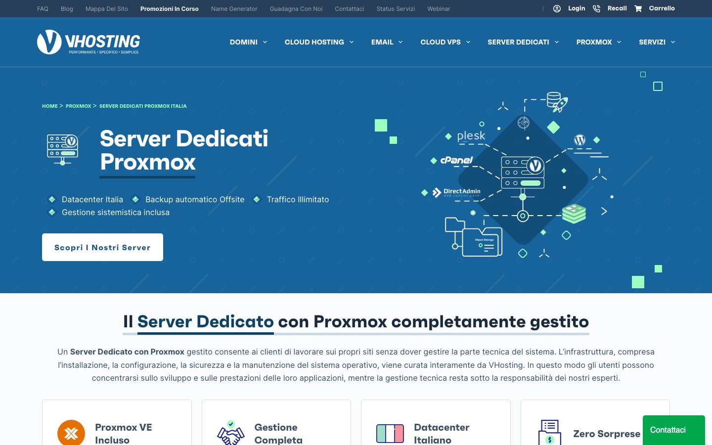 VHosting Solution public page captured in a desktop browser