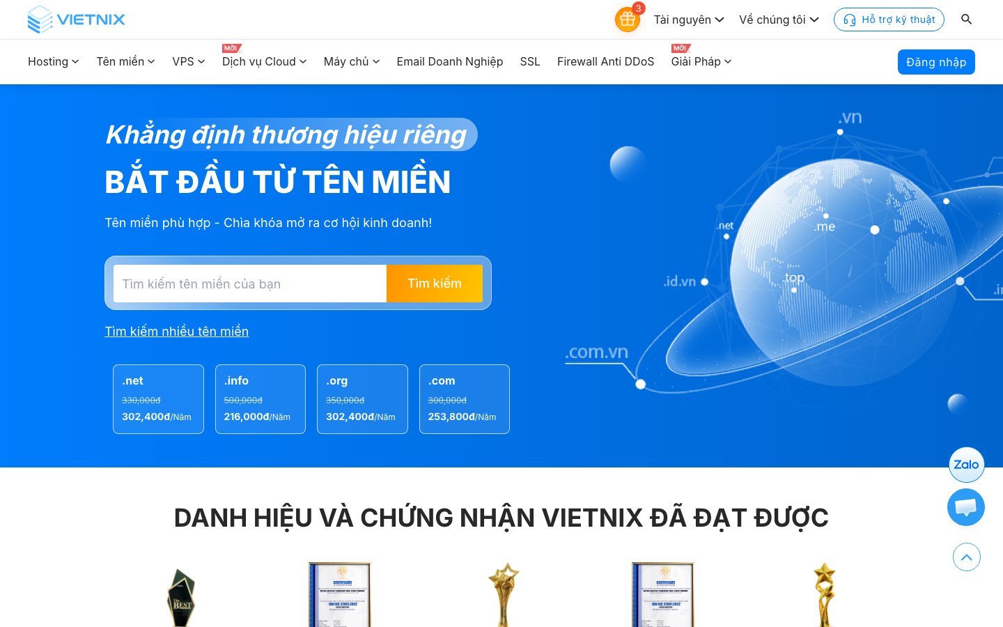 Vietnix public page captured in a desktop browser