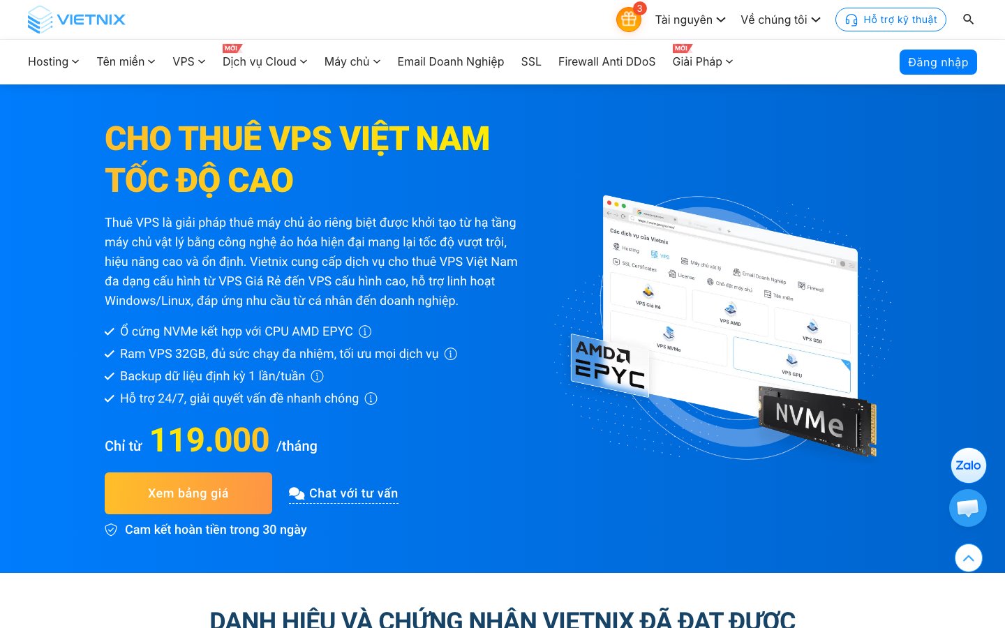 Vietnix public page captured in a desktop browser