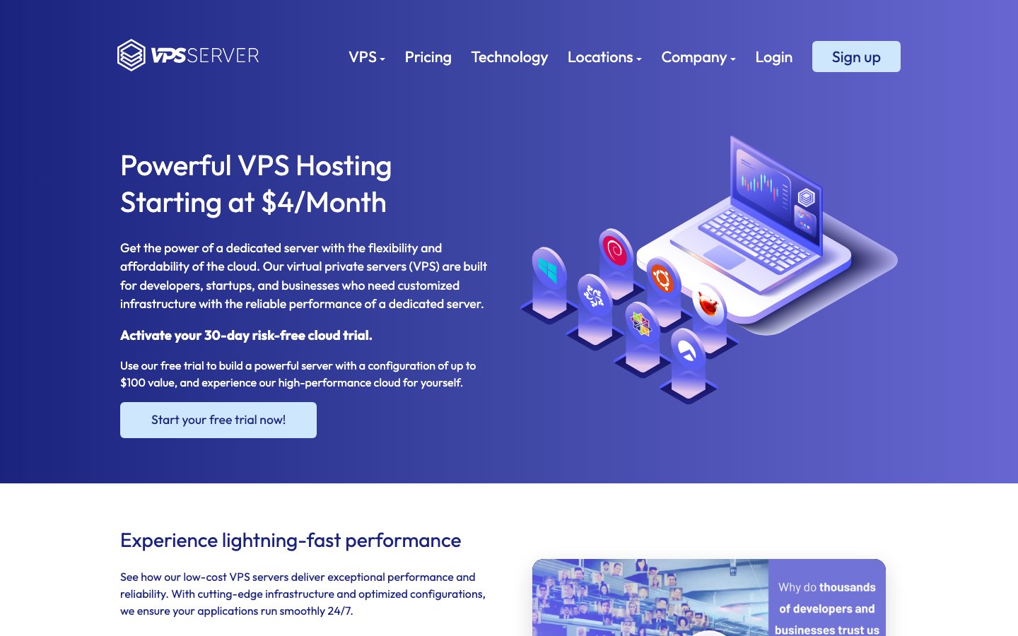VPSServer.com public page captured in a desktop browser