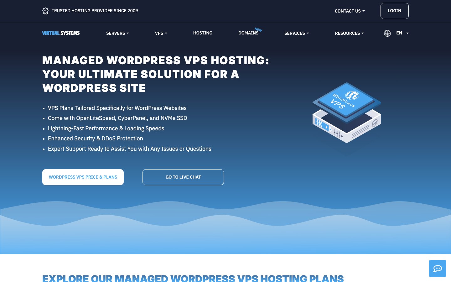 VSYS Host public page captured in a desktop browser