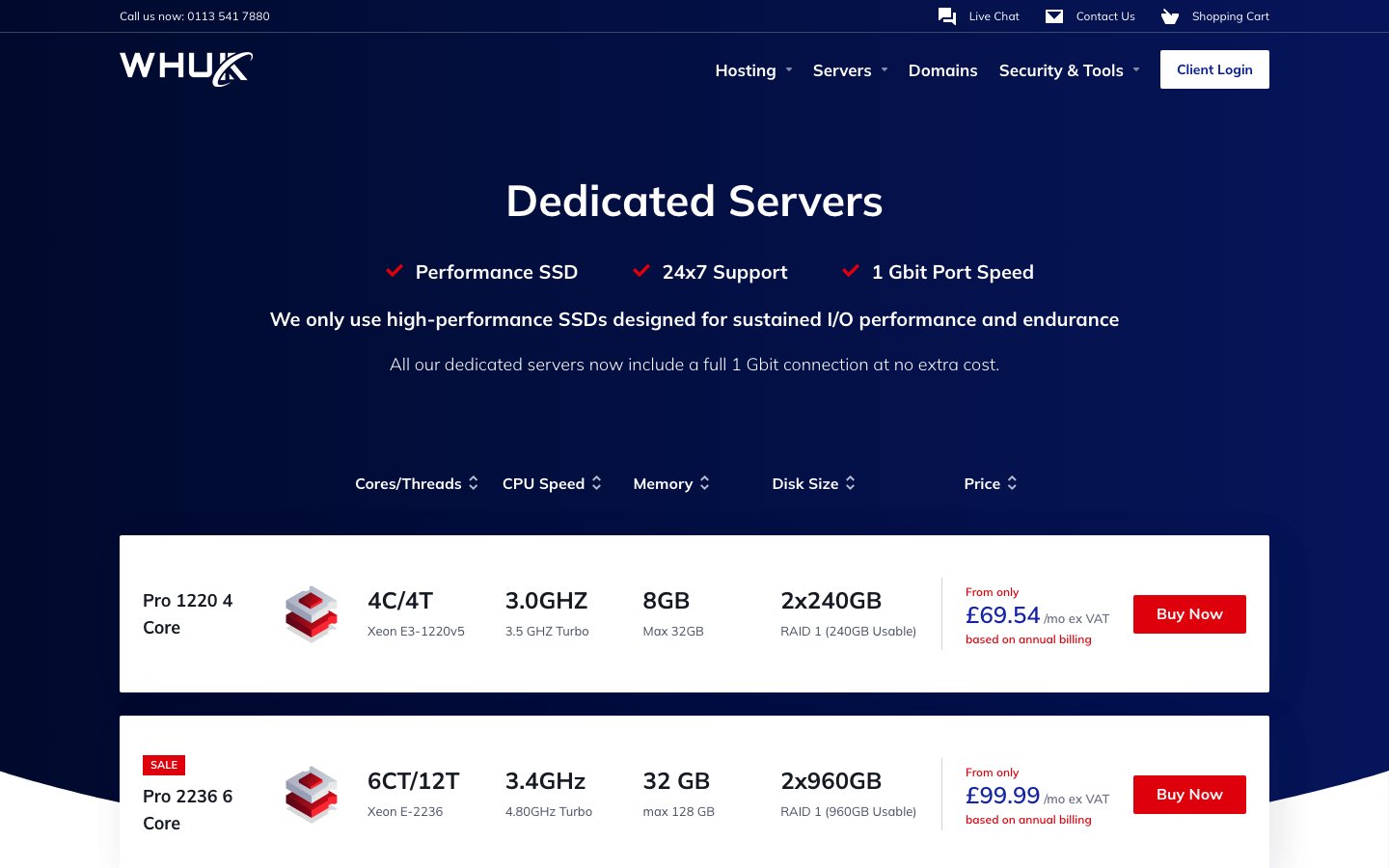 Web Hosting UK (WHUK) public page captured in a desktop browser