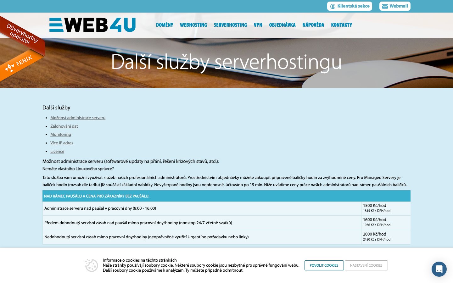 Web4u public page captured in a desktop browser