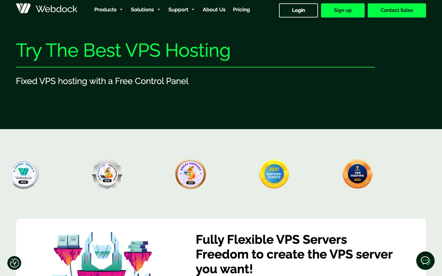 Webdock public page captured in a desktop browser