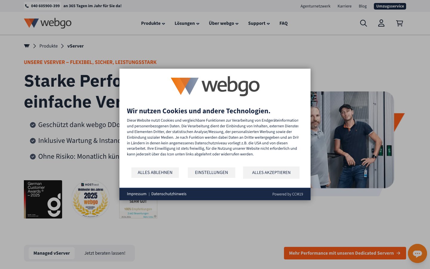 webgo GmbH public page captured in a desktop browser