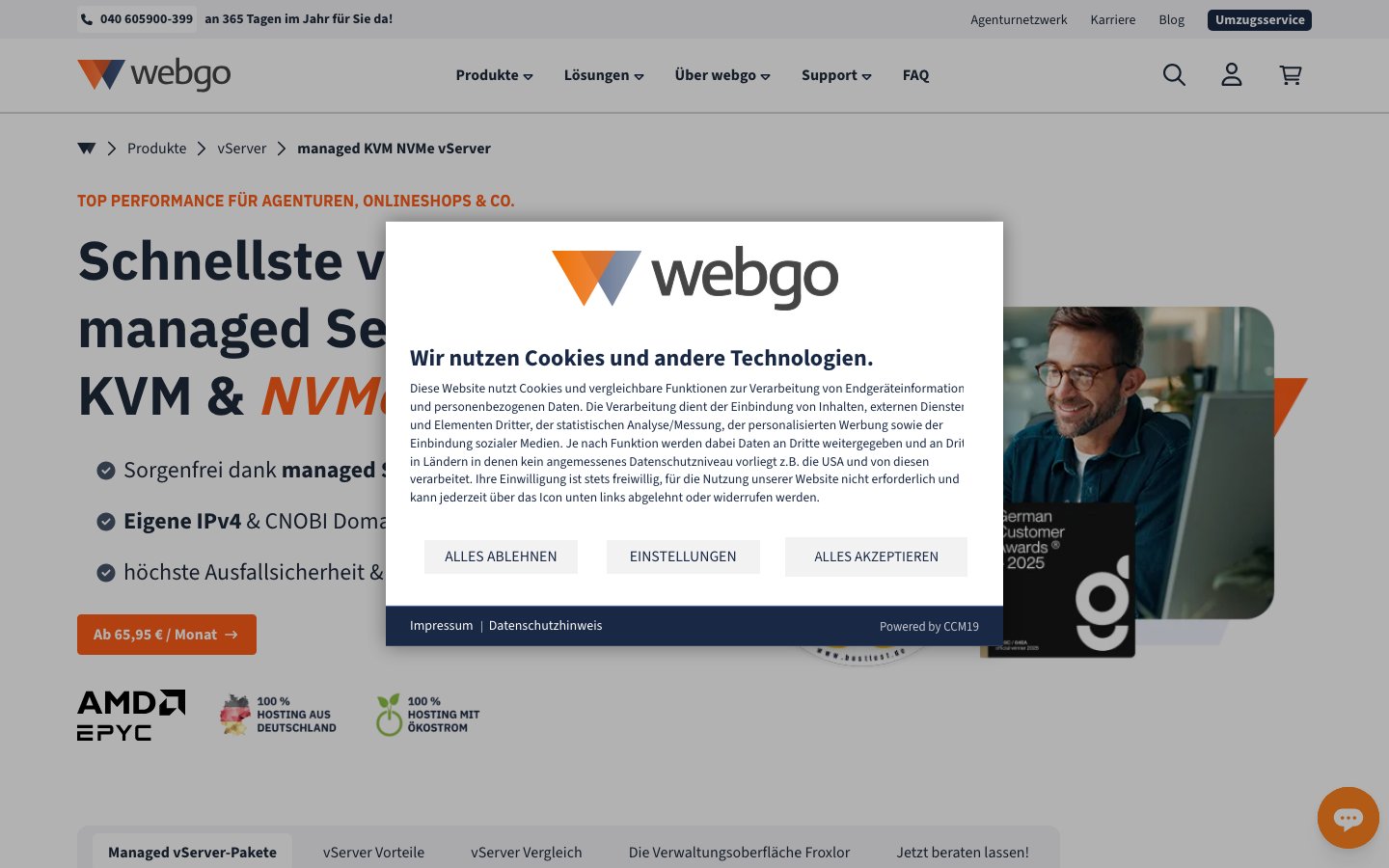 webgo GmbH public page captured in a desktop browser