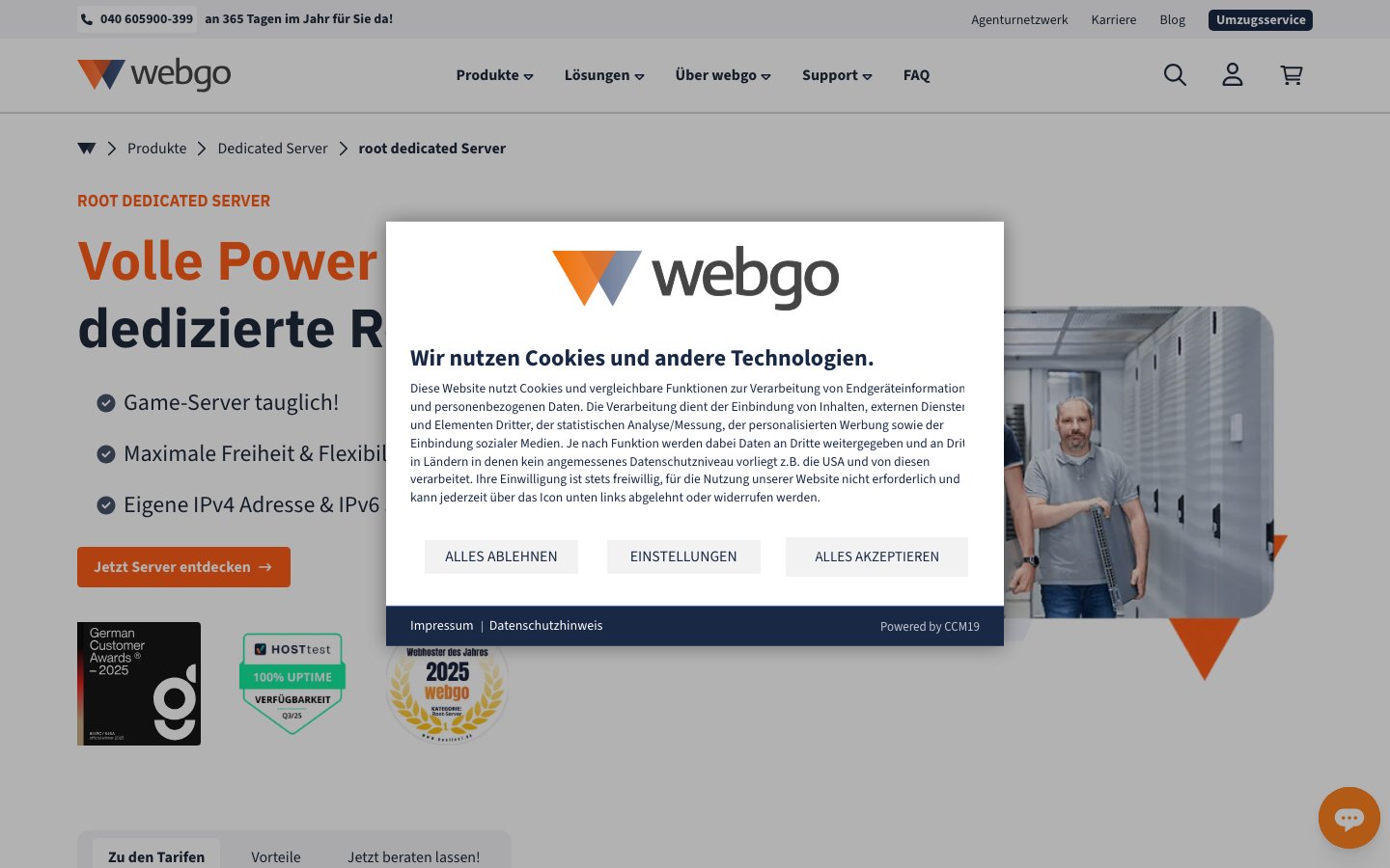 webgo GmbH public page captured in a desktop browser