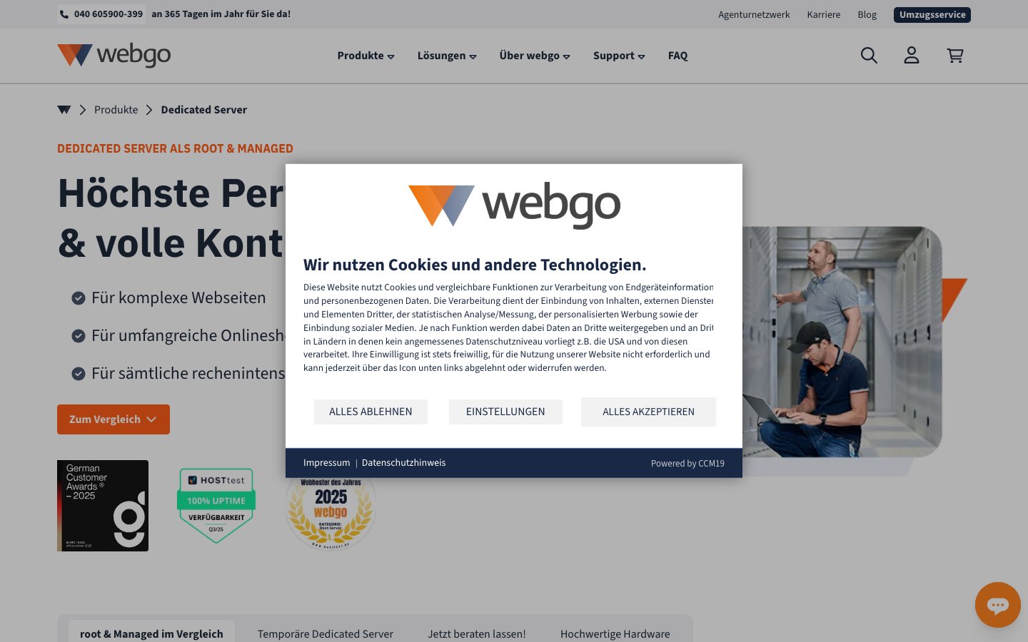 webgo GmbH public page captured in a desktop browser