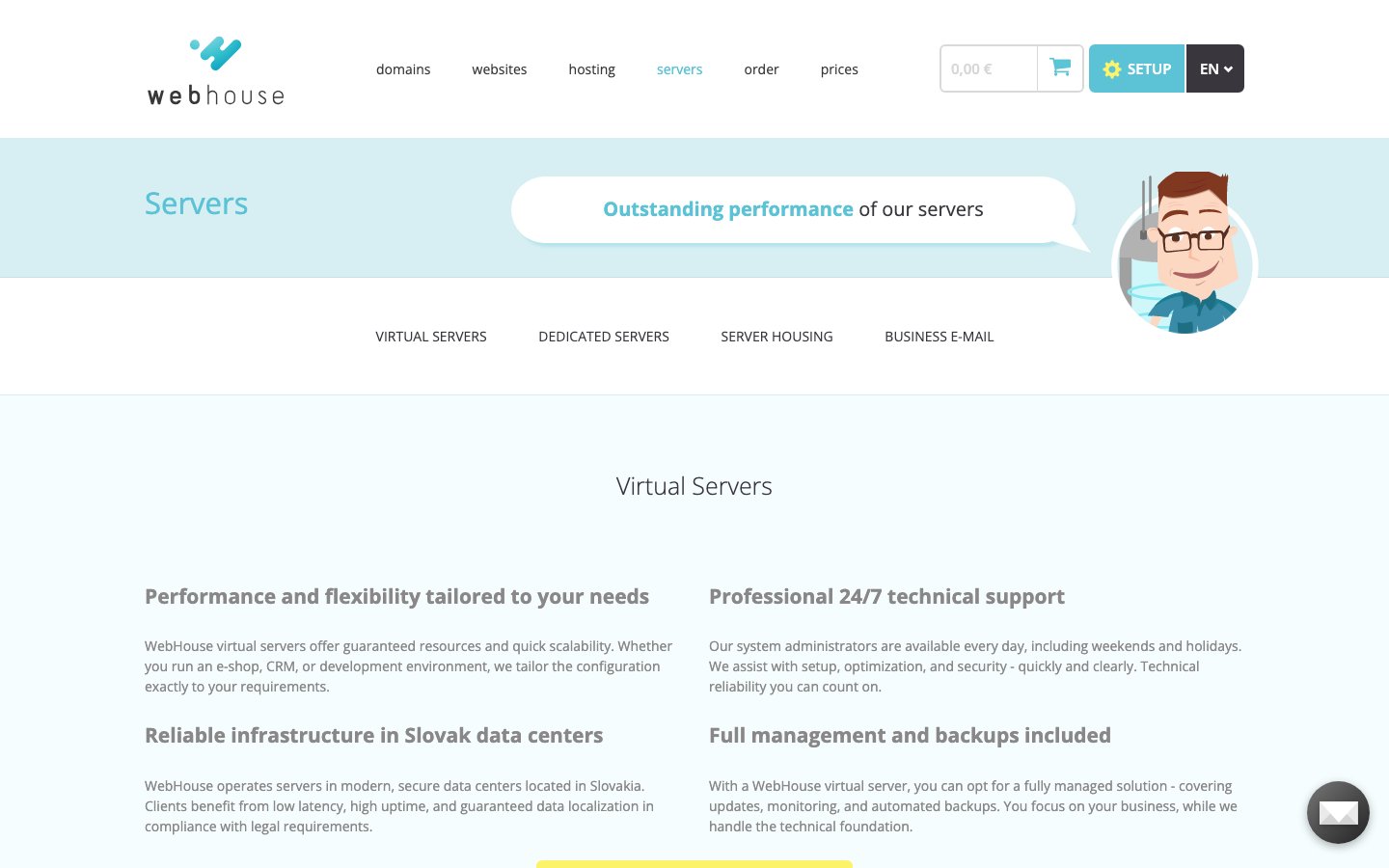 WebHouse.sk public page captured in a desktop browser