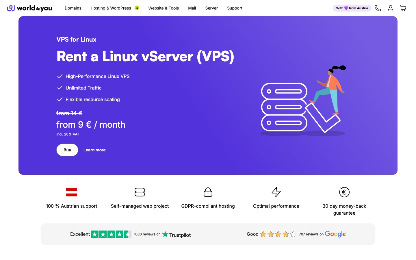 World4You Internet Services GmbH public page captured in a desktop browser