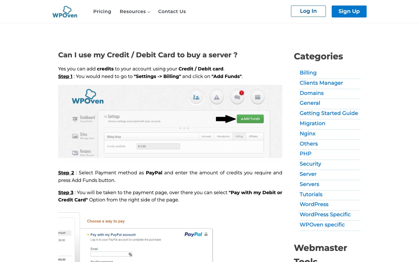 WPOven public page captured in a desktop browser