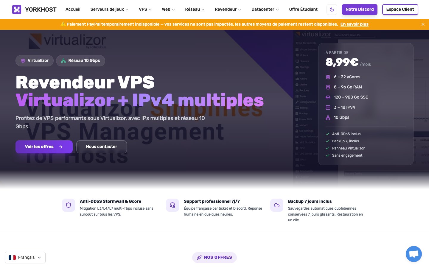 YorkHost public page captured in a desktop browser