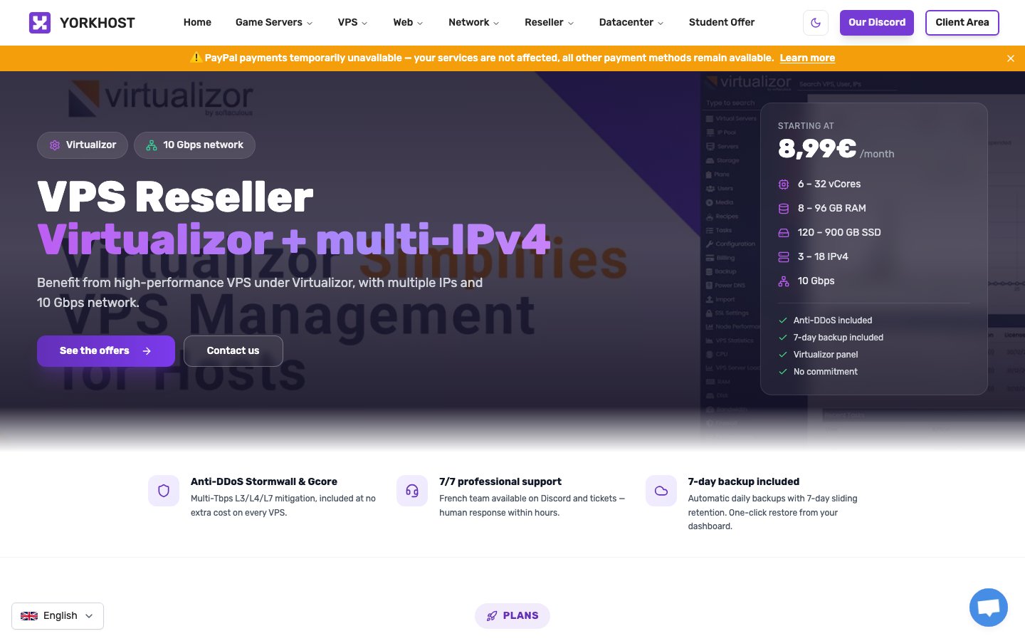 YorkHost public page captured in a desktop browser