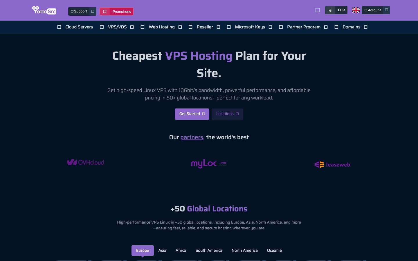 YottaSrc public page captured in a desktop browser
