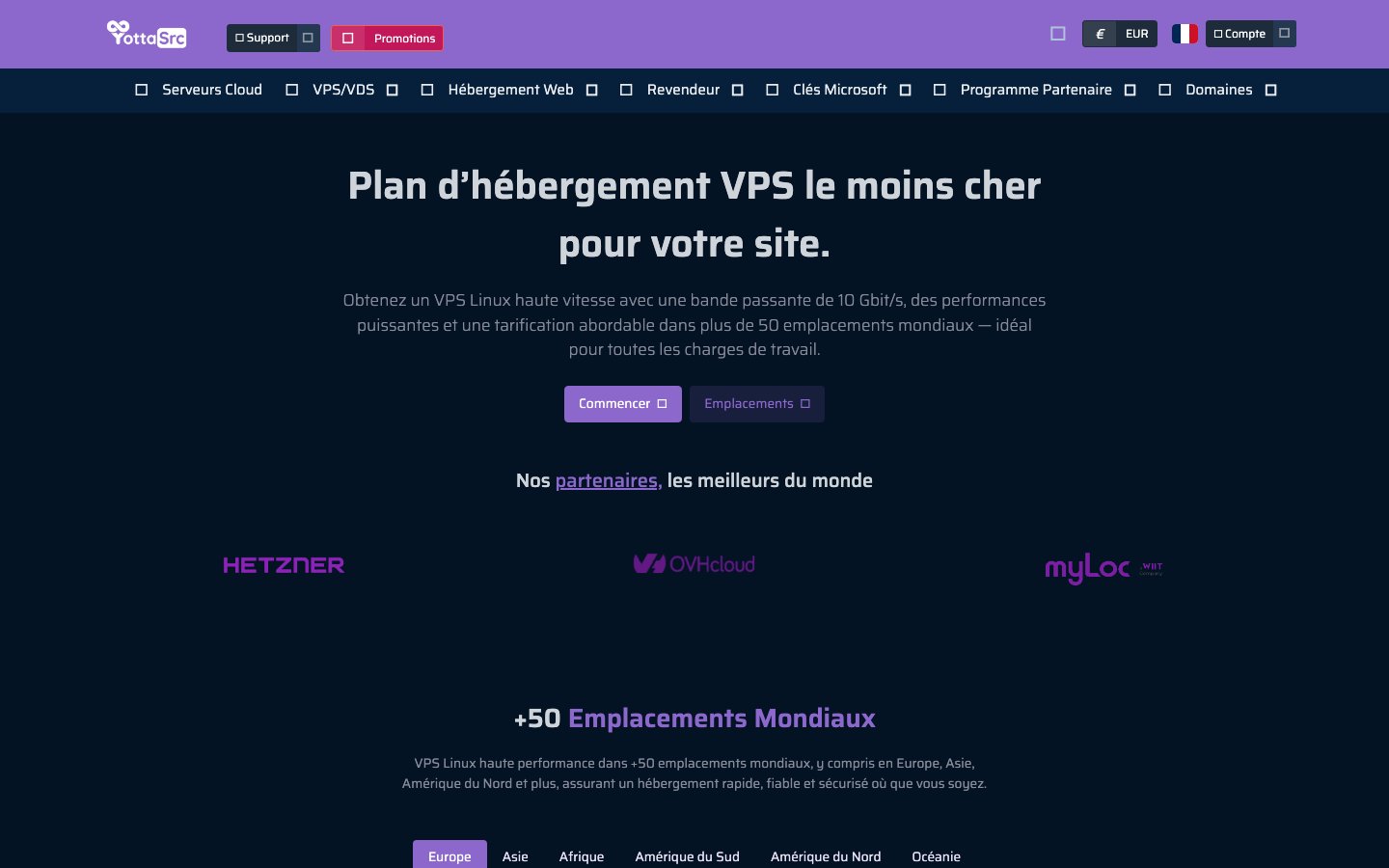 YottaSrc public page captured in a desktop browser