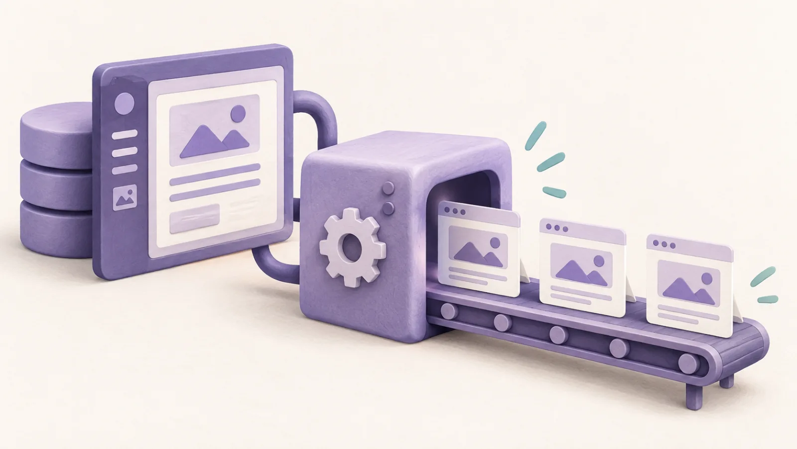 A website publishing system produces lightweight webpage cards for static delivery.